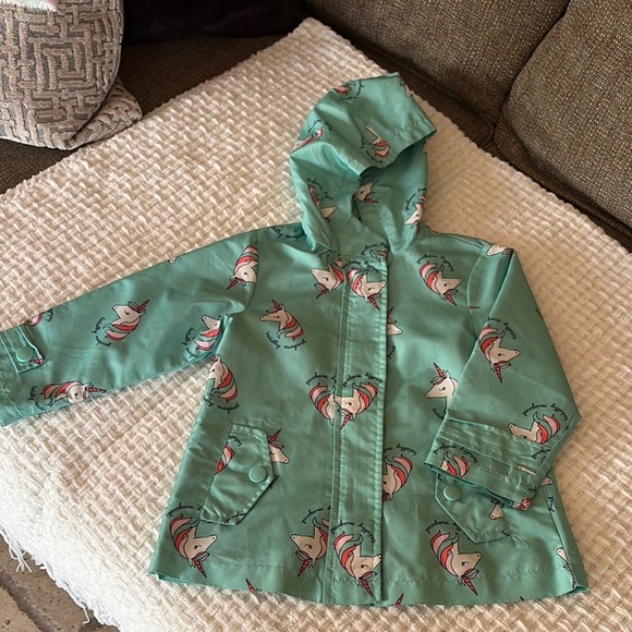 Gently loved Kids Unicorn Print Green Lightweight Jacket by Carters - Picture 1 of 10